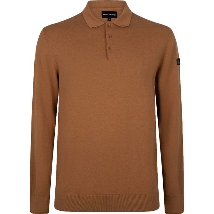 Presly & Sun Trui Brad Long Sleeve Knitted Polo Bruin