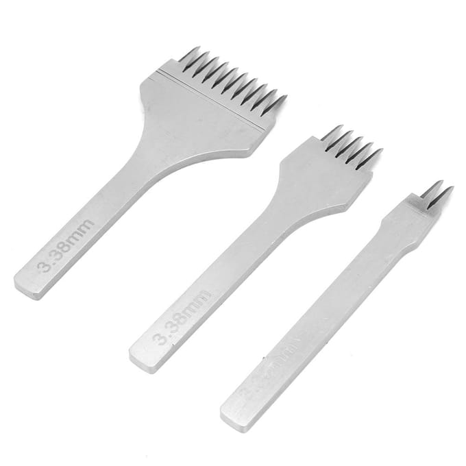 3 stuks handwerk leer PrO Stitch 2,7/3,0/3,38/3,85 mm leer beitel perforator(3,38 mm) white