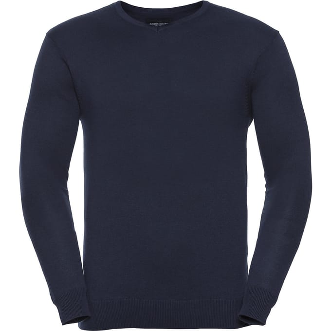 Russell Collection Heren Gebreid V Hals Sweatshirt (Franse marine)