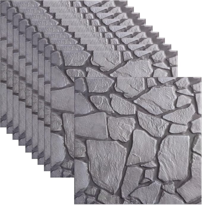 Pack of 10 3D Wall Panels Decorative Brick Wallpaper 12"x12" Brick Effect Wall Panels Self Adhesive Brick Effect - ShopVlot