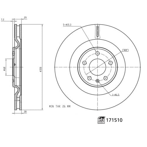 Febi Bilstein Remschijf FEBI 171510, 1 stuk
