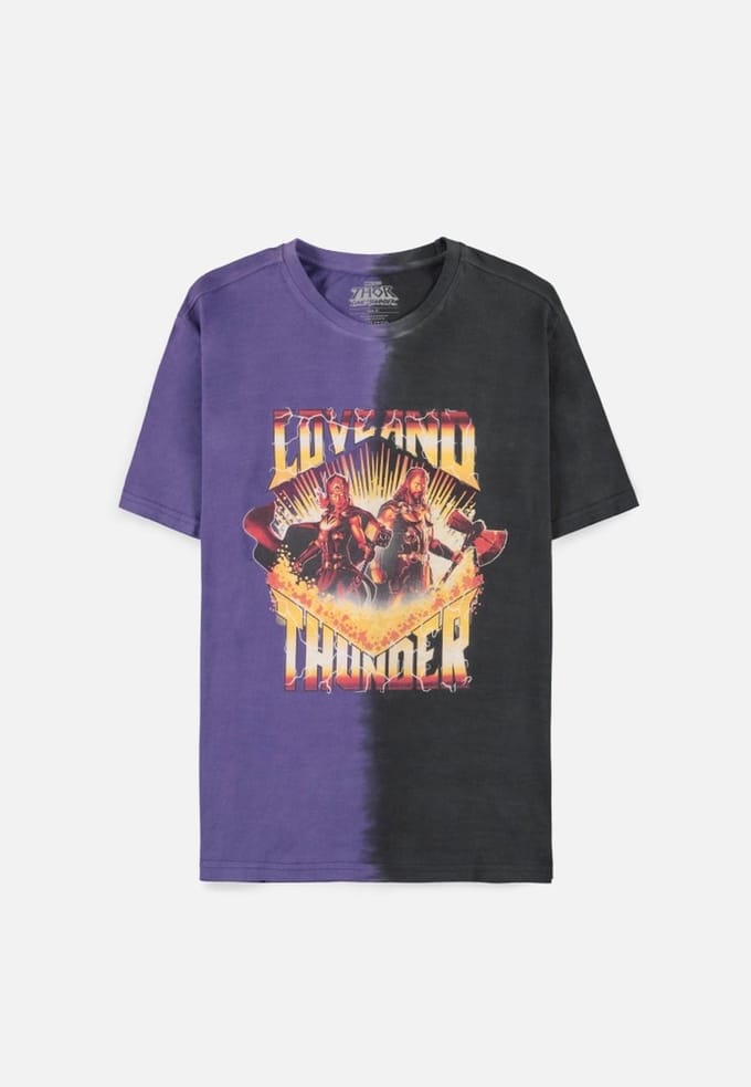 Marvel Thor Heren Tshirt -S- Love and Thunder - Graphic Art Zwart/Paars