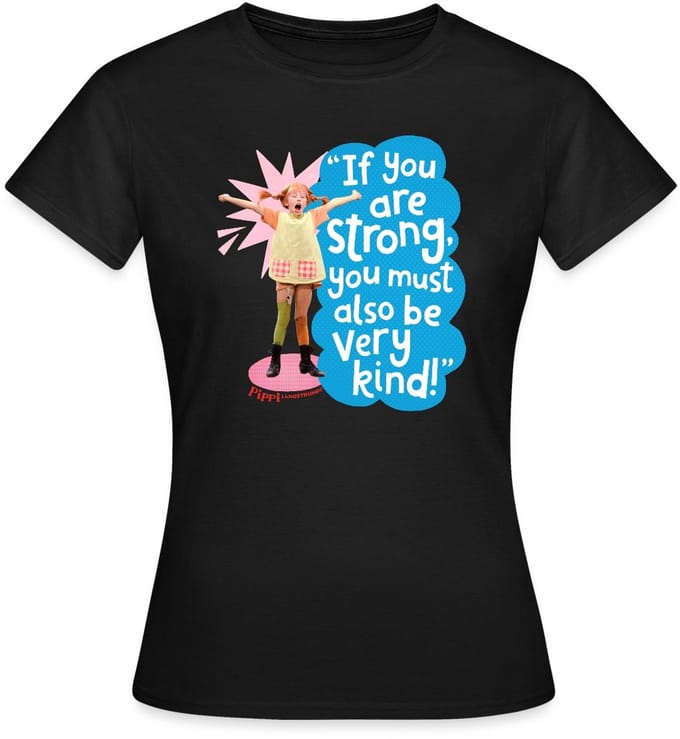 Pippi Langkous Gestrekte Pippi Met Spreuk T-Shirt Dames