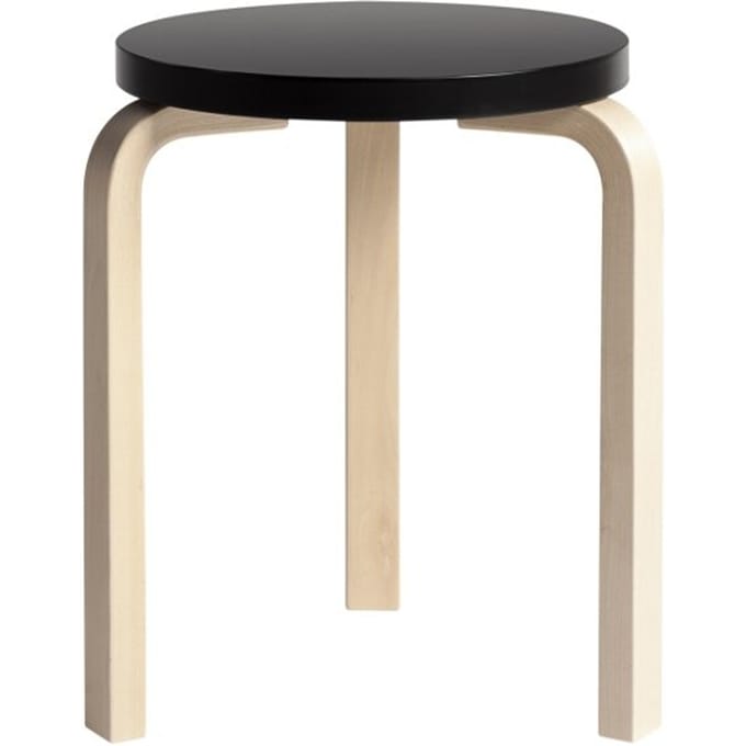 Artek - 60 Kruk - poten berken / zitting zwart