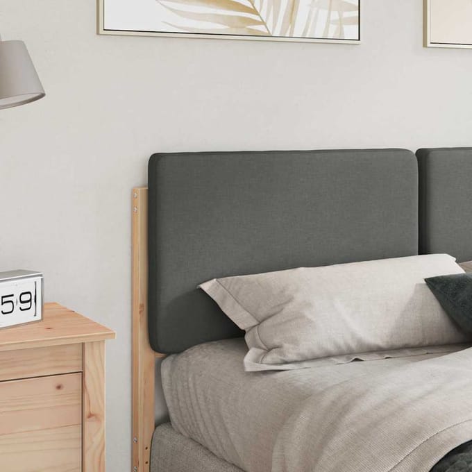 vidaXL - Gestoffeerd - hoofdbord - met - hoofdeinde - Bruin - en - Lichtgrijs - 135 - cm