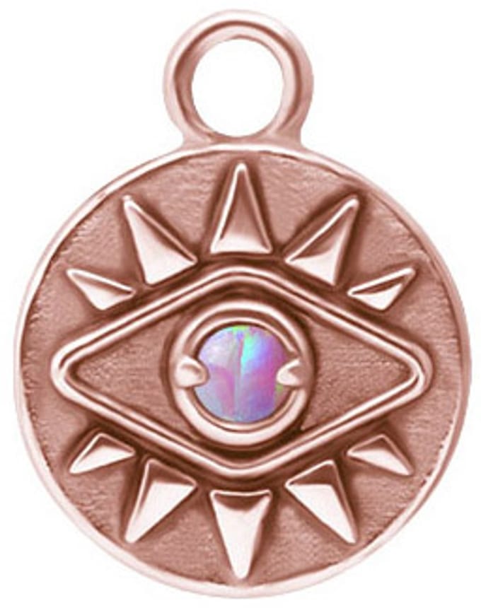 Crazy Needles - Charms - Roze Goud - Oog met Opaal - D-056