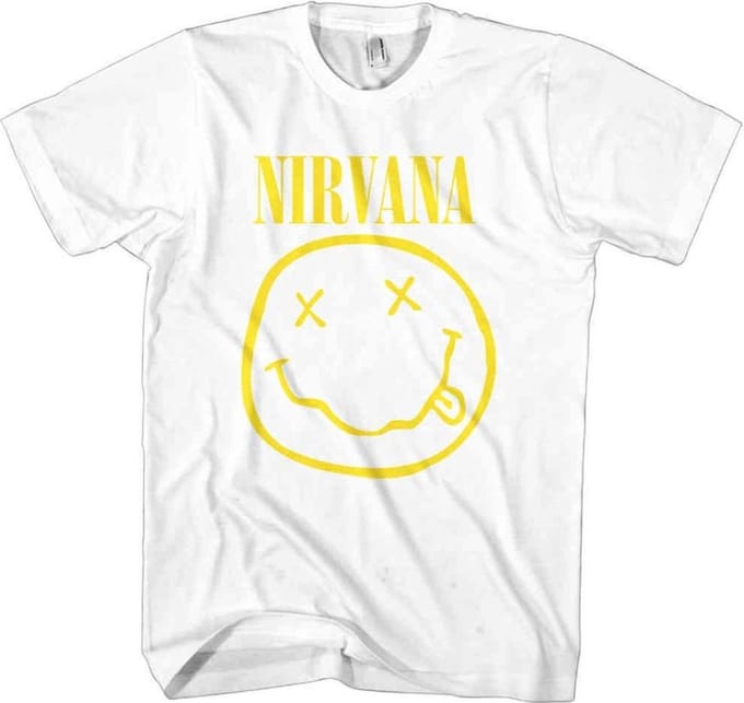 Nirvana - Yellow Happy Face Kinder T-shirt - Kids tm 4 jaar - Wit