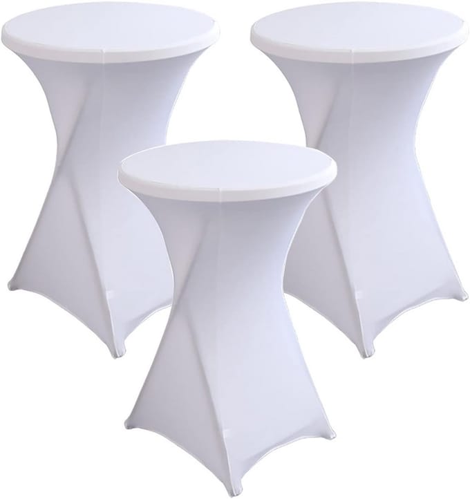 3-delige Set Stretch Statafelhoezen Wit voor Bistrotafels Ø 60-85 cm