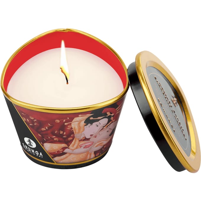 Shunga - Massagekaars Romance & Strawberry Sparkling Wine