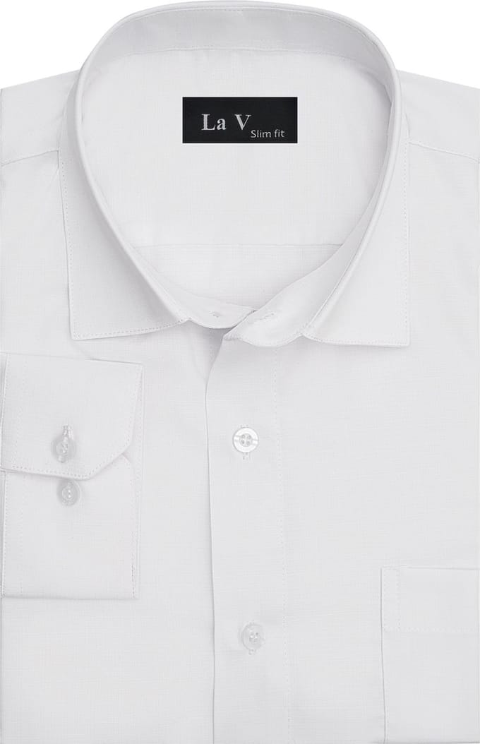 La V heren overhemd slim fit met strijkvrij Wit S