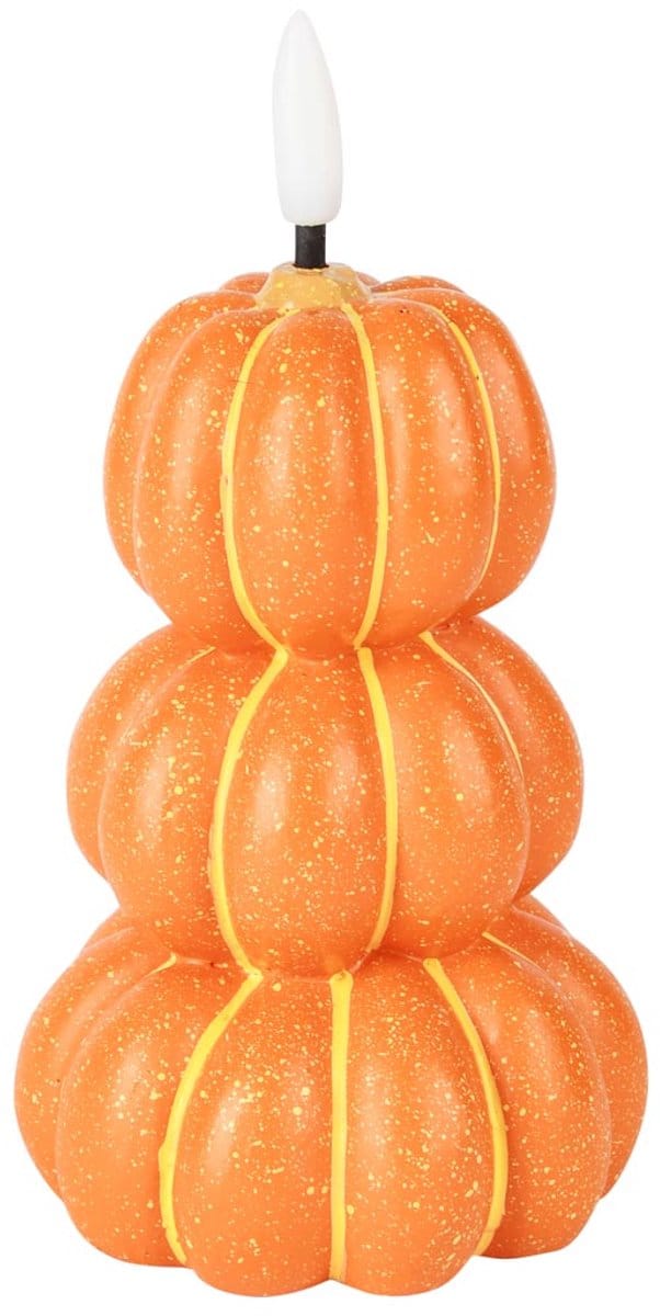 Dekoratief | Kaars 'Pumpkin Stack', oranje, LED, 13cm | A255934