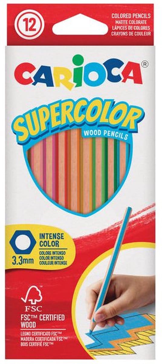 Kleurpotlood Carioca Supercolor set à 12 kleuren