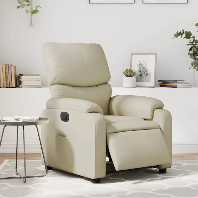 vidaXL - Fauteuil - elektrisch - verstelbaar - kunstleer - crèmekleurig
