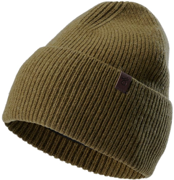 Legergroene Beanie van Gerecyclede Wol met Manchet