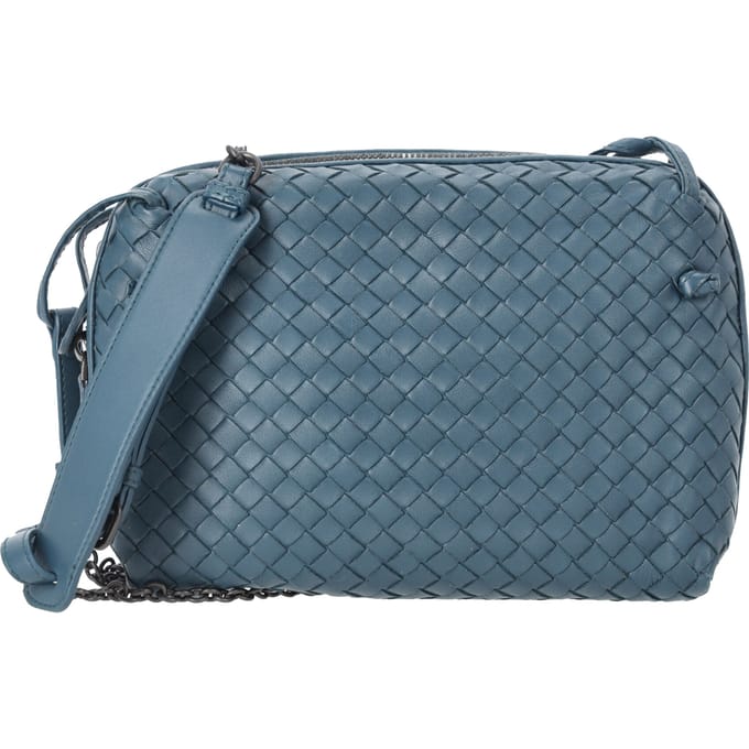 Bottega Veneta Intrecciato Nodini Schoudertas in Blauw Leer