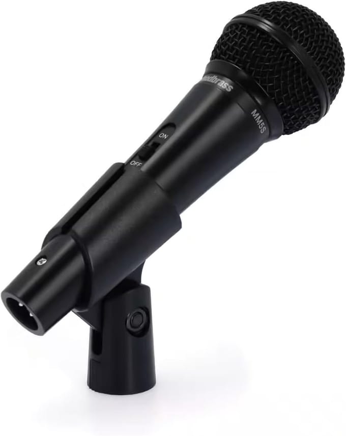 Dynamische Microfoon - Zangmicrofoon Podiummicrofoon - Live Muziek Opnemen - Robuuste Metalen Behuizing - 50 Hz - 15 kHz - Zwart