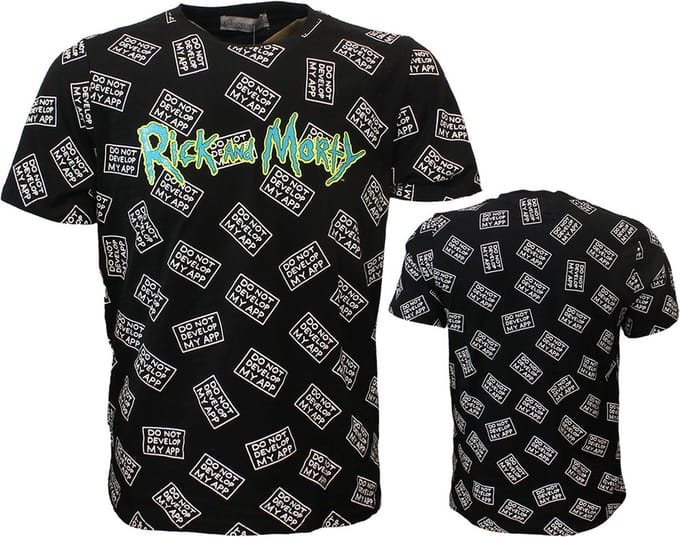 Rick & Morty Do Not Develop My App T-Shirt Zwart - XL