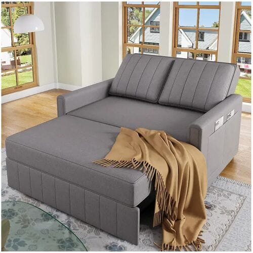 ModernLuxe Multifunctionele opklapbare sofa-bed - met slaapfunctie - inclusief 2 kussens - verstelbare rugleuning - opbergzak - grijs