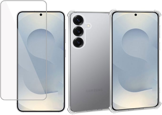 ChiGuard Hoesje & Screenprotector geschikt voor Samsung Galaxy S25 Plus – Gehard Glas Cover + Shock Proof Case - Transparant