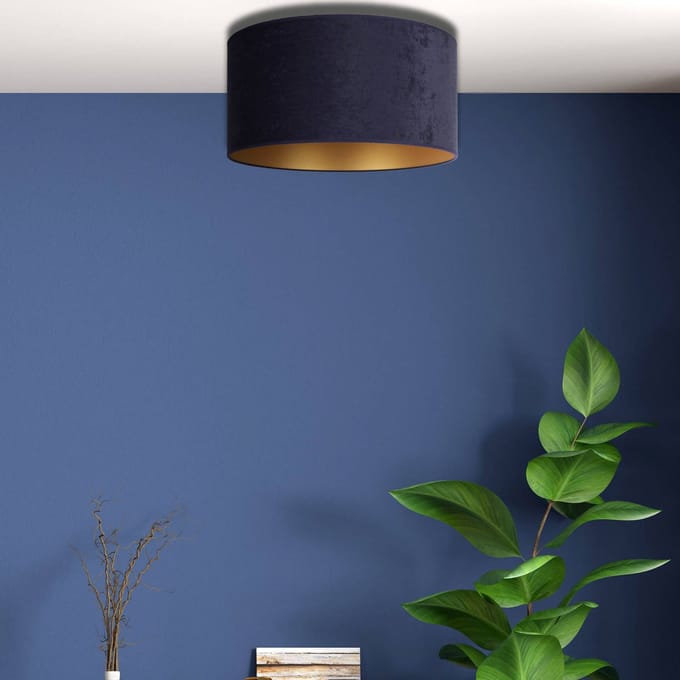 Duolla Plafondlamp Golden Roller Ø 40 cm donkerblauw/goud