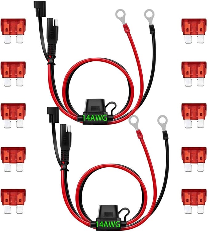 ONF3 - SAE-connector - 2-polige verlengkabel - 1,97 ft - O-ring terminaldraad - Geschikt voor voertuigen en buitenuitrusting - 14