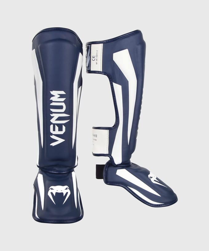 Venum Elite Kickboks Scheenbeschermers Navy Blauw Wit - L
