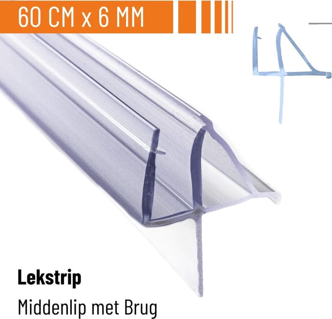Simple Fix Douchestrip - Lekstrip - Waterkering - Douchedeurafdichting 60CM Lang - 4/5/6MM Glasdikte - Lekdorpel & Middenlip