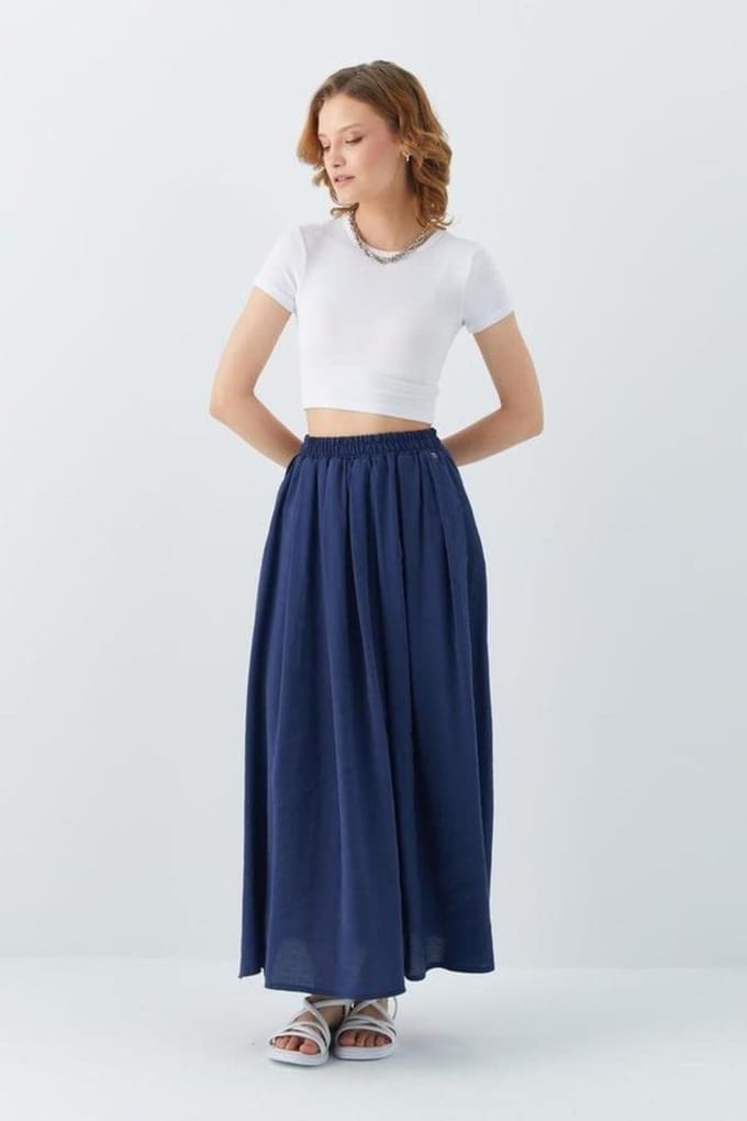 Hoge Taille Lange Rok met Zakken