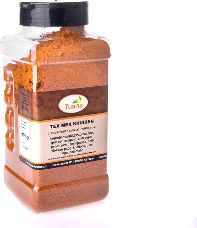 Tuana Kruiden - Tex Mex Kruiden - Strooibus 400 Gram - Tuanashop - GP-T-0004