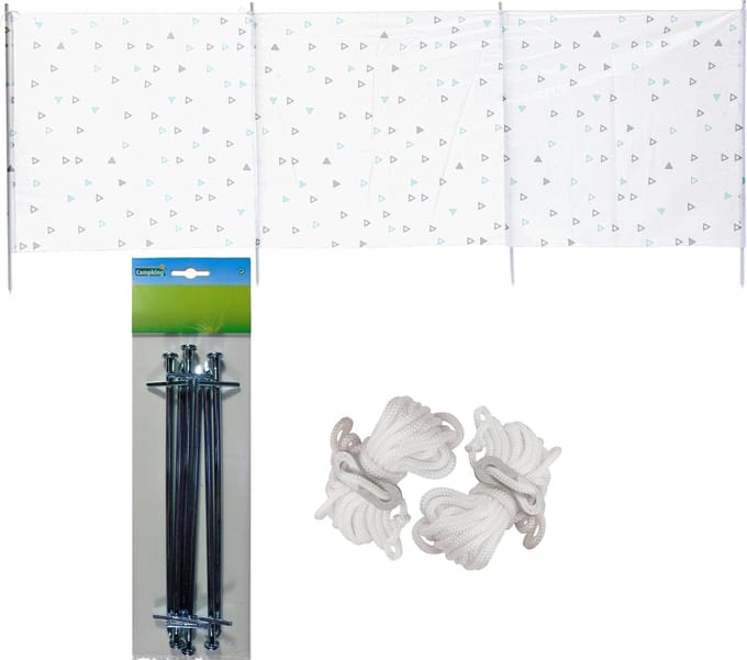 Strand/camping windscherm 3 x 1,2 m - Met 6x grondpennen - En 4x Scheerlijnen