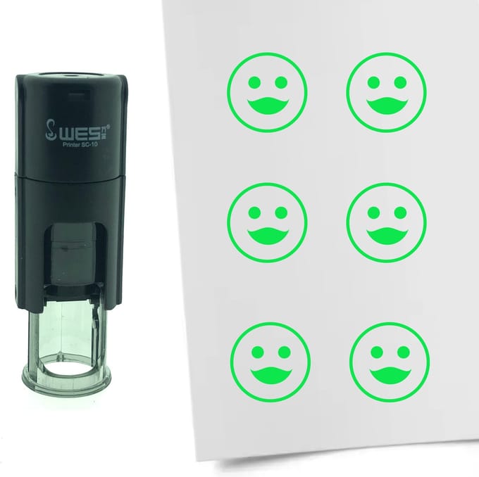 CombiCraft Stempel Smiley Vrouwelijk 10mm rond - Groene inkt