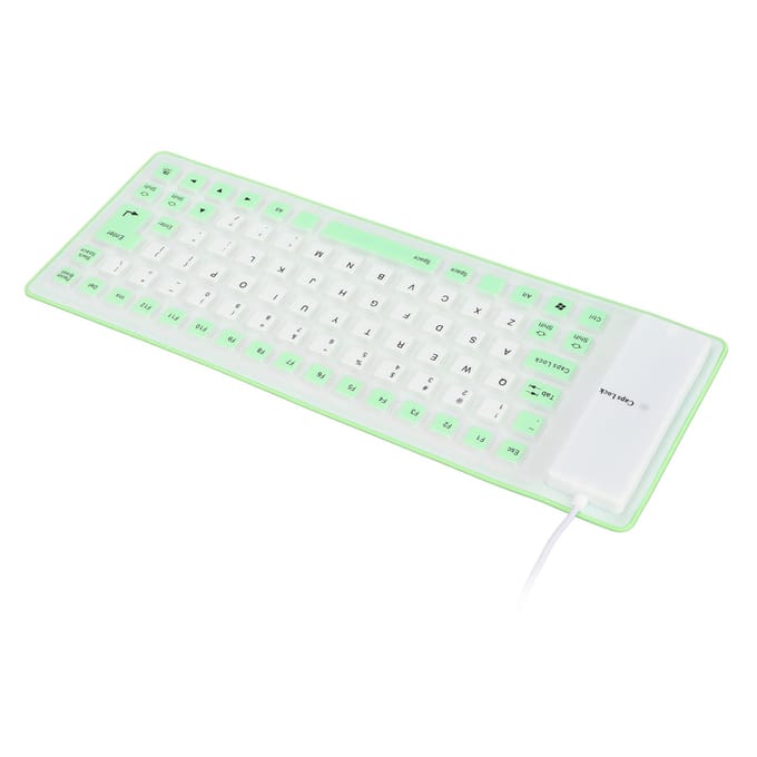 Clavier en silicone, conception entièrement scellée, léger, portable, silencieux, doux et confortable, filaire USB vert