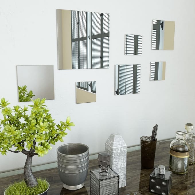 vidaXL - Wandspiegels - vierkant - glas - 7 - st