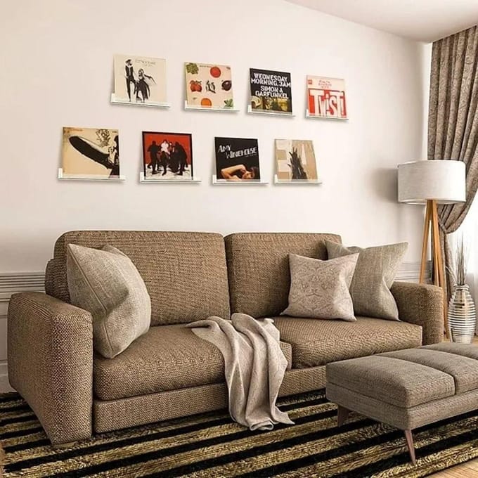 Creatieve 7 inch platenstandaard, doorzichtige wandgemonteerde vinylplatenhouder, acryl cd-plank transparant