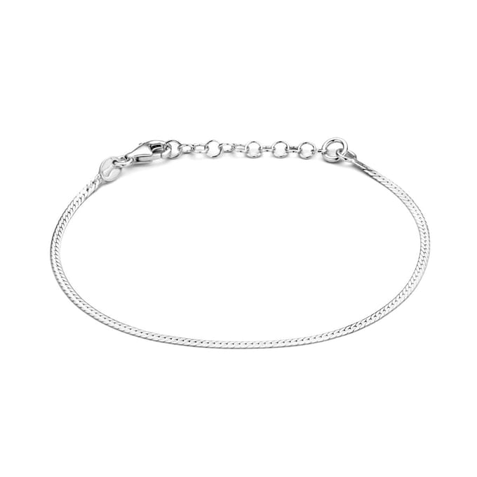 Zilver Gerhodineerd Armband Plat 1,7 Mm 16 + 3 Cm 1334897