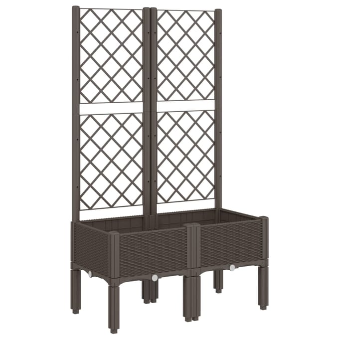 vidaXL - Plantenbak - met - latwerk - 80x40x142 - cm - polypropeen - bruin