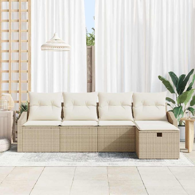 vidaXL Bankstel met kussen 6 pcs poly rattan