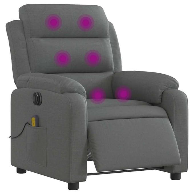 vidaXL - Massagestoel - elektrisch - verstelbaar - stof - donkergrijs