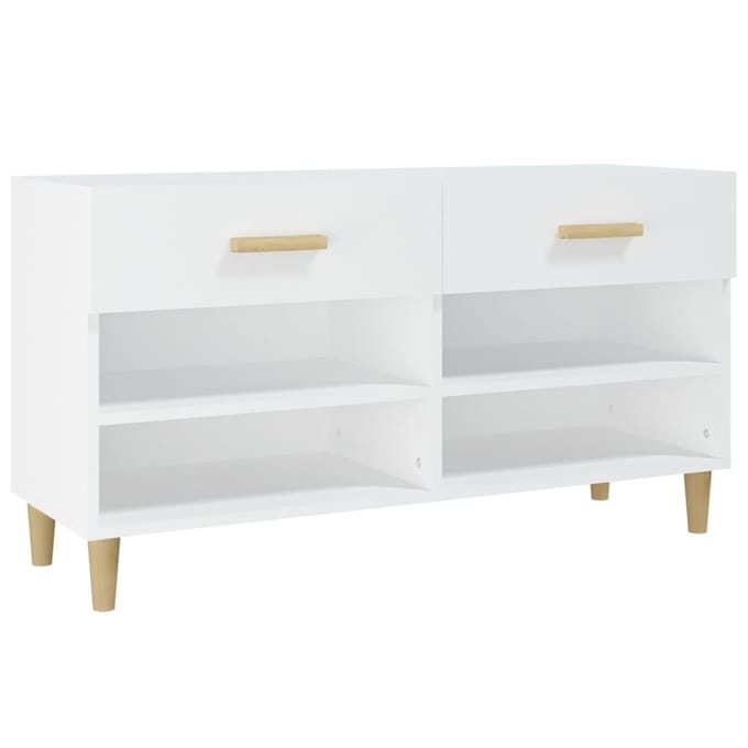 vidaXL - Schoenenkast - 102x35x55 - cm - bewerkt - hout - wit