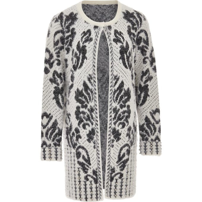 Faina Vest Dames wol wit zwart