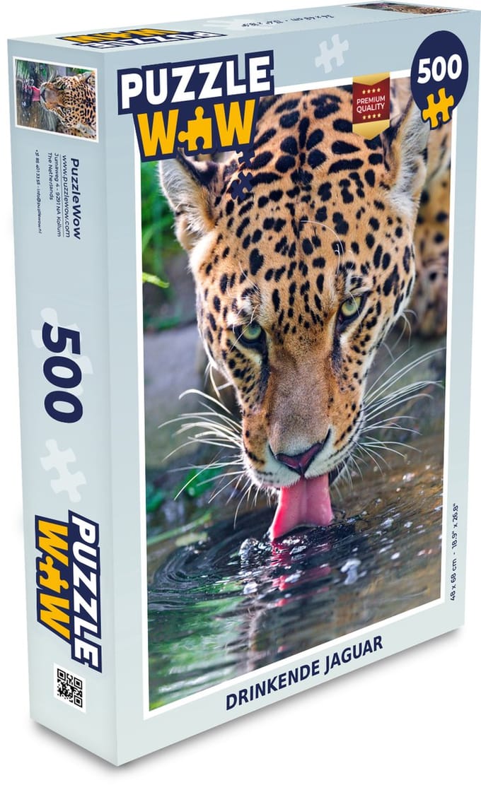 Puzzel Jaguar - Water - Tong - Legpuzzel - Puzzel 500 stukjes