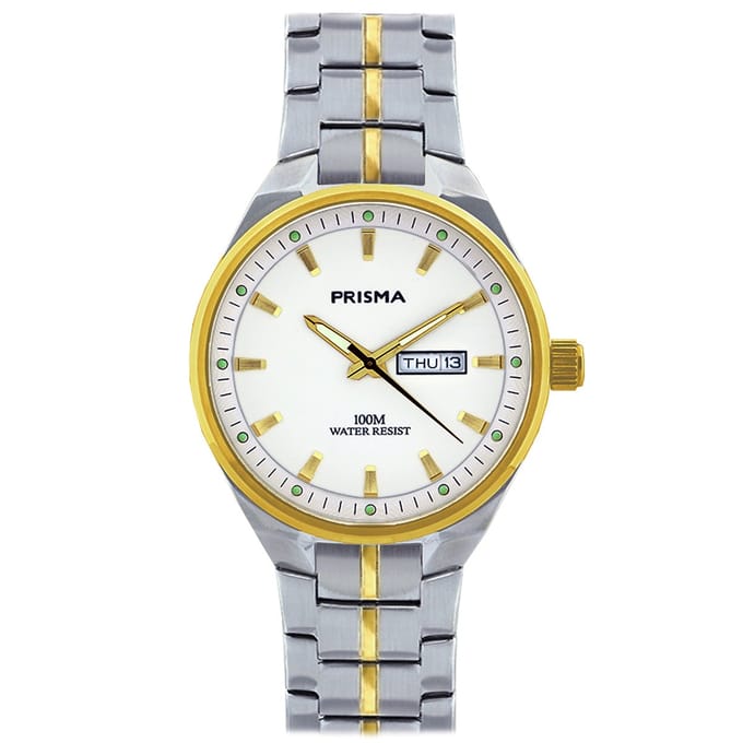Prisma horloge P.2433 Century bicolor off-white dag/datum