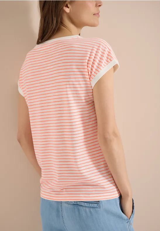 Shirt met boothals en strepen