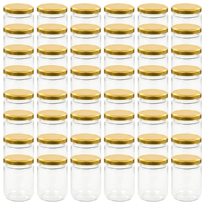 vidaXL - Jampotten - met - goudkleurige - deksels - 48 - st - 230 - ml - glas