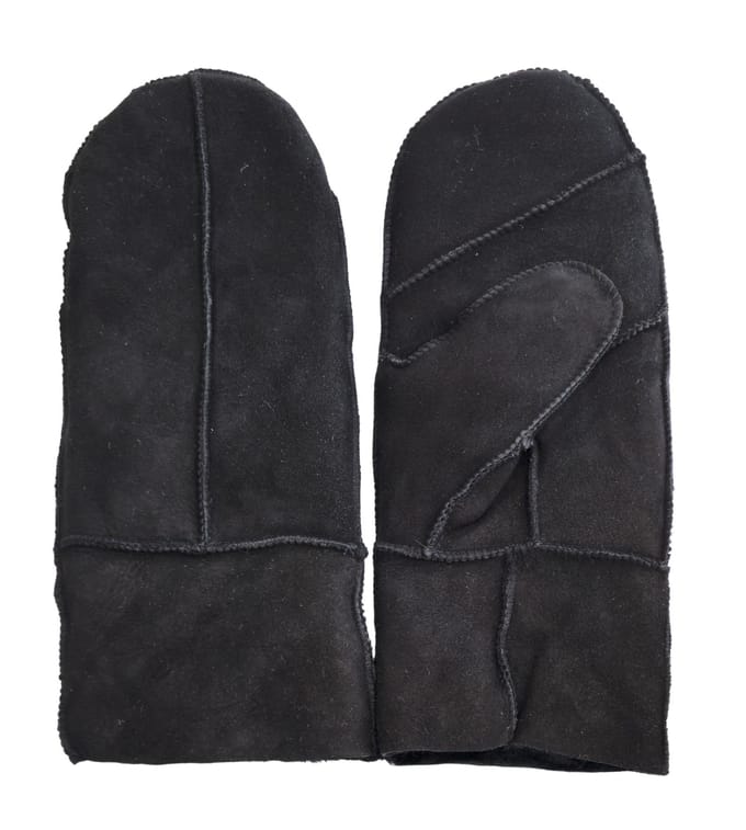 Dames Zwarte Echte Echte Schapenvacht Suède Wanten Warme Handschoenen