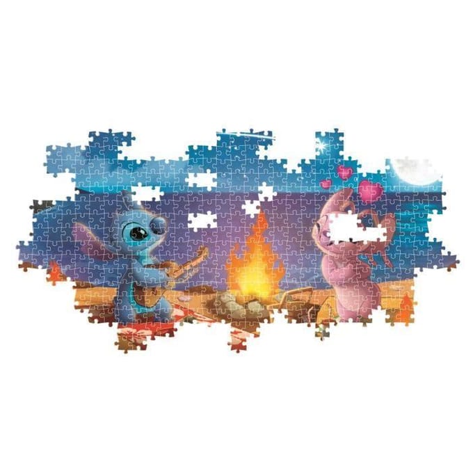 Puzzel 1000 stukjes Stitch, Panorama Compact, CLEMENTONI, Afmetingen van de puzzel 98 x 33 cm