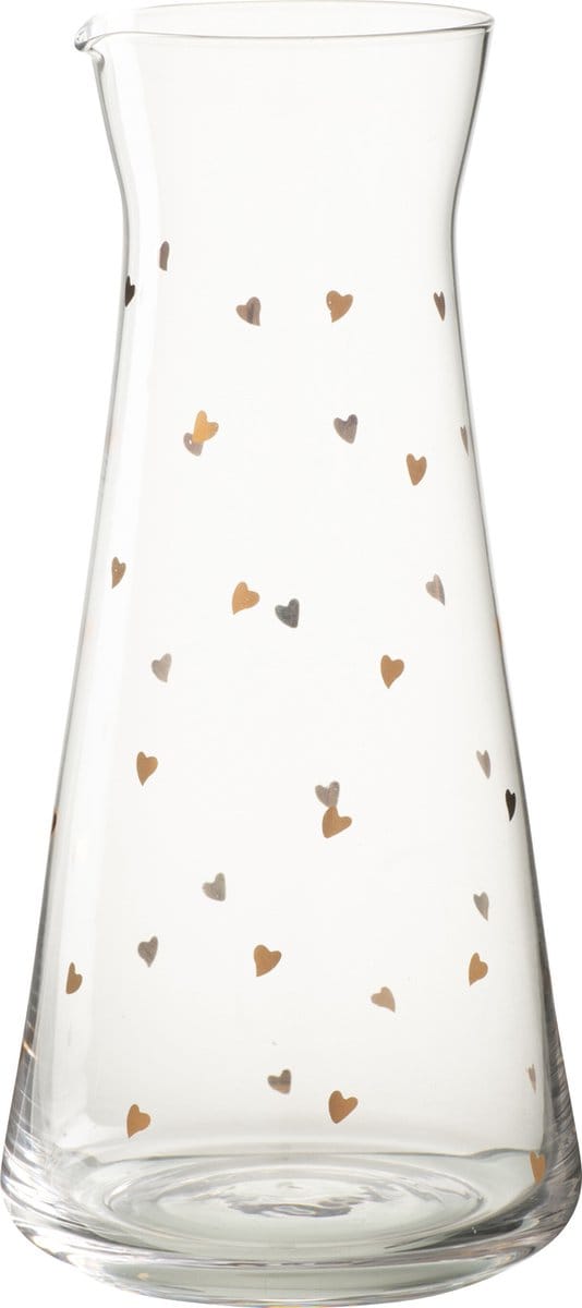 J-Line karaf Hart - glas - transparant/goud