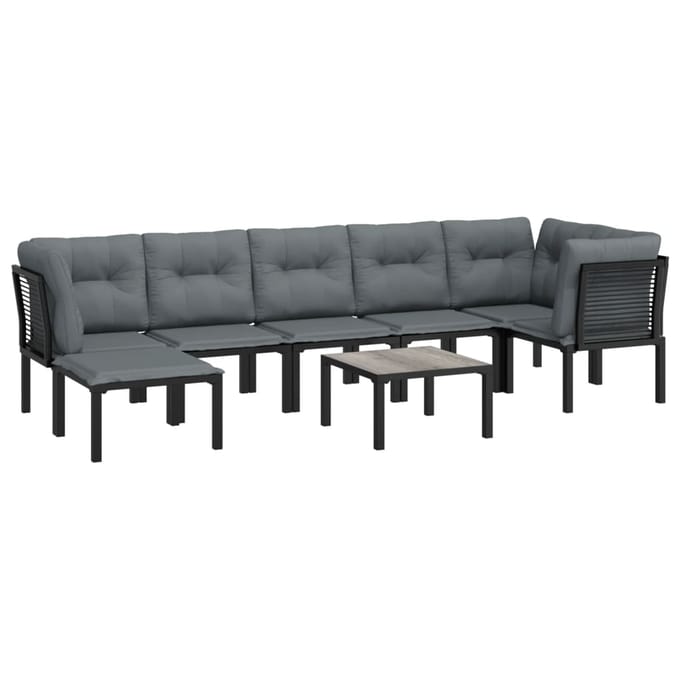 vidaXL - 8-delige - Loungeset - poly - rattan - zwart - en - grijs