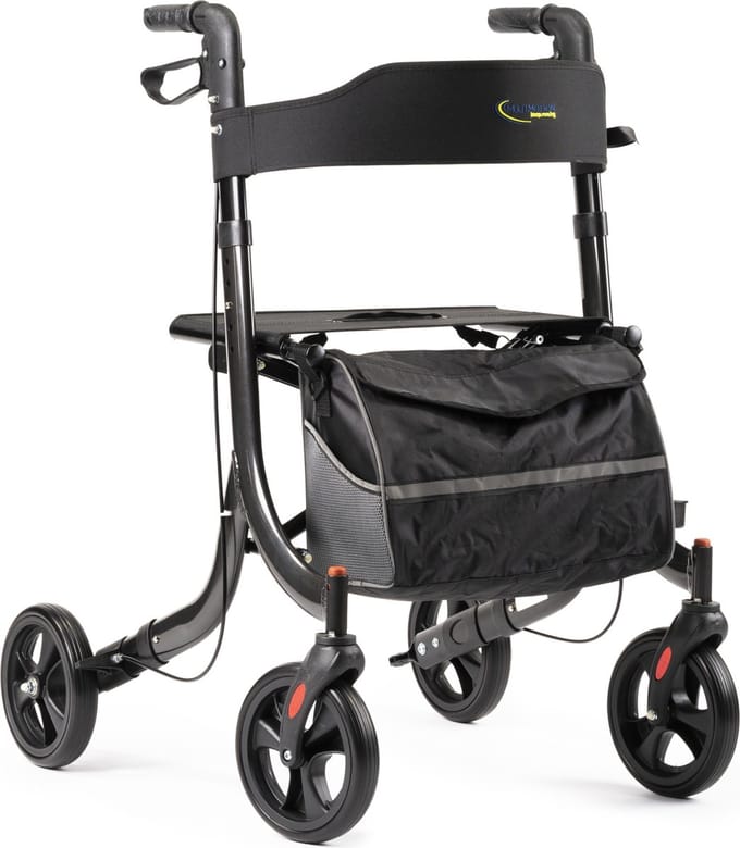 MultiMotion Light design rollator - Lichtgewicht rollator - Opvouwbaar - Antraciet - PU banden