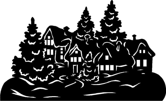 Kerst raamsticker - Kerstdorp in het bos - Kerst decoratie